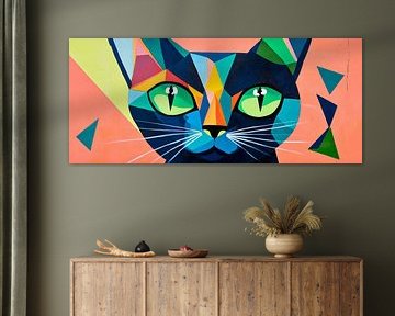 Cat's eye in a blaze of colour Geometric dream of a cat by Poster Art Shop