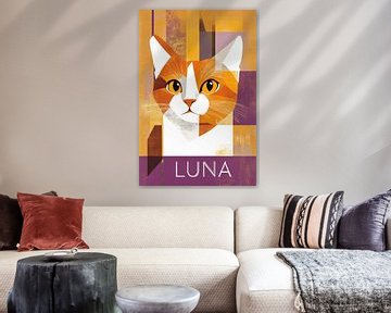 Kattenoog - Luna in een kleurenspel van Poster Art Shop