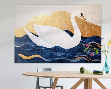 Anmutiger Schwan auf dem Wasser von Imperial Art House