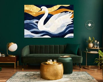 Schwan mit goldenen Akzenten von Imperial Art House