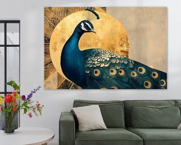 Art Deco Pfau Gemälde von Imperial Art House