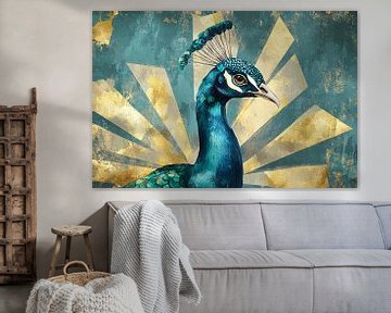 Pfauenkunst mit goldenen Details von Imperial Art House