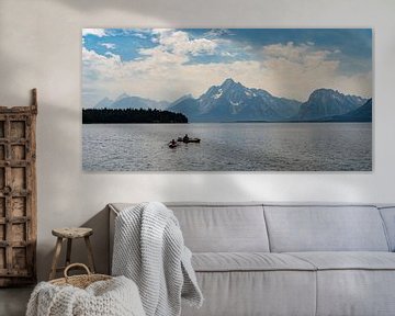Grand Teton National Park, kajakkers op Jackson Lake van Jeroen van Deel