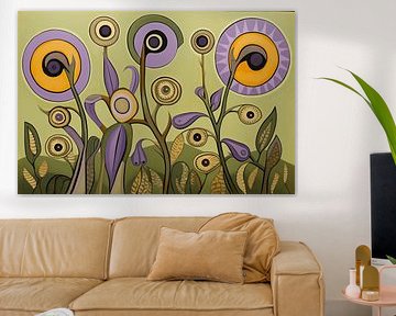Abstraktes Blumenfeld | Harmonie in Farbe von Karina Brouwer