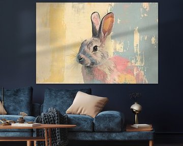 Pastelkleurig konijn in popartstijl van Imperial Art House
