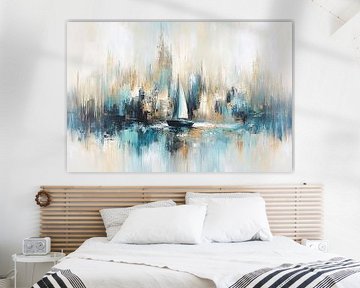 Zeilboot in abstracte stad van Imperial Art House