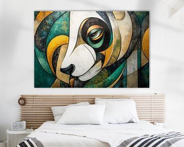 Abstract panda schilderij kubistisch van Imperial Art House