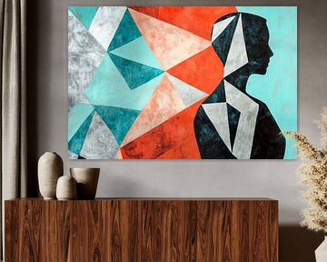 Abstract silhouette in geometric colours by Poster Art Shop