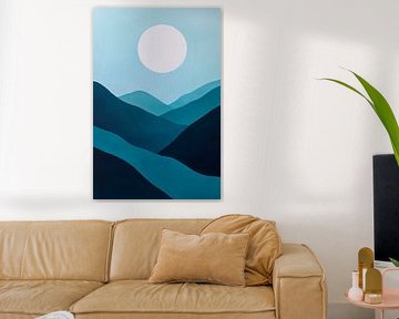 Mountain landscape with a radiant full moon by Poster Art Shop