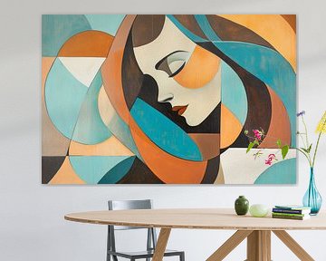 Abstract portrait in soft colours by Poster Art Shop