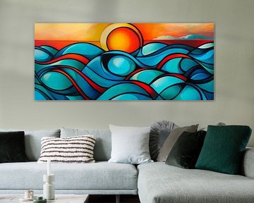Colourful waves under the evening sun by Poster Art Shop