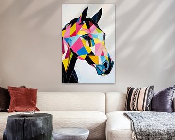 Kleurrijk paardenportret in geometrische vormen van Poster Art Shop