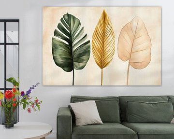 Three leaf variations in soft colours by Poster Art Shop