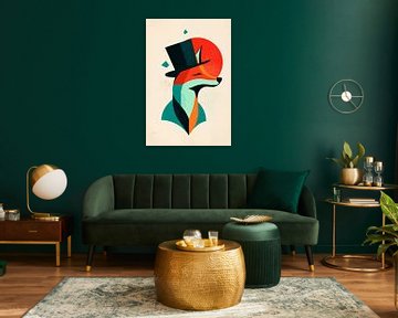 Elegante vos met hoge hoed van Poster Art Shop