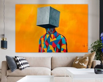 Kleurrijk figuur met vierkant hoofd van Poster Art Shop