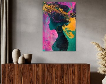 Colourful silhouette with lively hair by Poster Art Shop