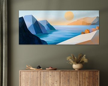 Geometric coastal landscape at dawn by Poster Art Shop