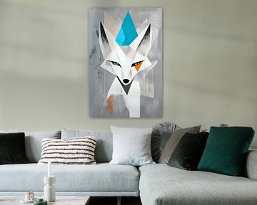 Geometric fox with turquoise accent by Poster Art Shop