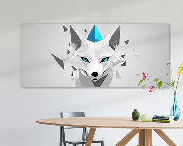 Geometrische vos met azuurblauwe kegel van Poster Art Shop