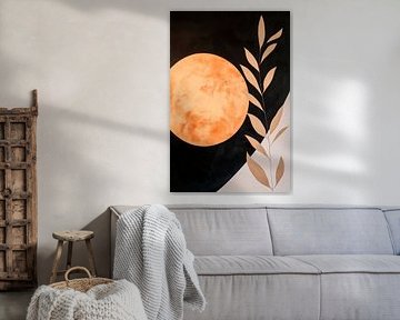 Golden moonlit night with delicate leaves by Poster Art Shop