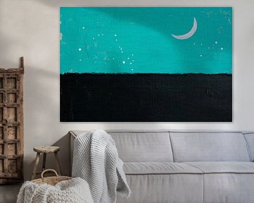 Lucht en nacht: Maan boven de duisternis van Poster Art Shop