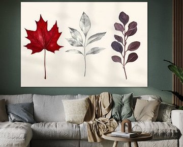 Autumnal leaf diversity in watercolour art by Poster Art Shop