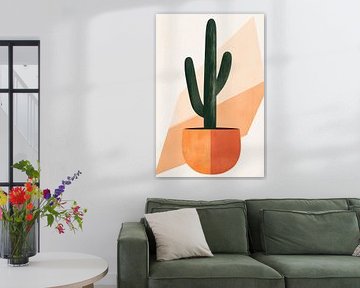 Kaktus in stilvollem Blumentopf von Poster Art Shop