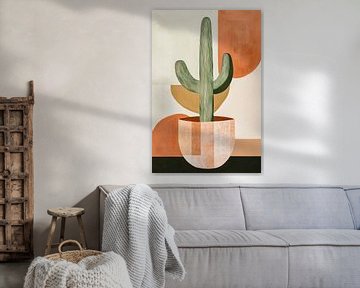 Cactus in a harmonious geometric composition by Poster Art Shop