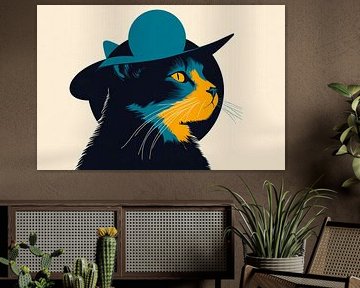 Creative cat with stylish hat by Poster Art Shop