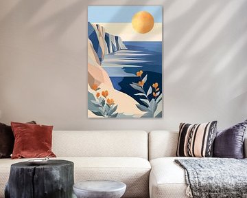 Coastal landscape in golden sunshine by Poster Art Shop