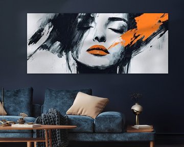 Artistieke kleurexplosie op het gezicht van een vrouw van Poster Art Shop