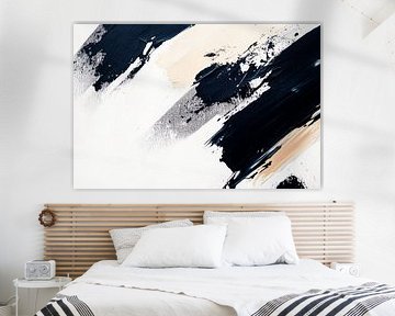 Artistic brushstrokes in black and beige by Poster Art Shop
