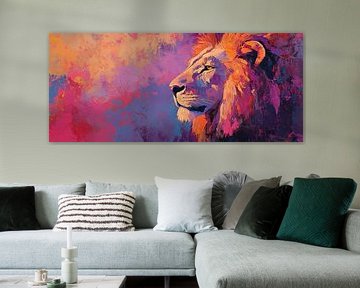 Majestueuze leeuw in felle kleuren van Poster Art Shop