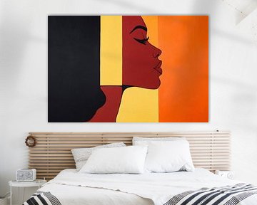 Profil de femme en contraste coloré sur Poster Art Shop