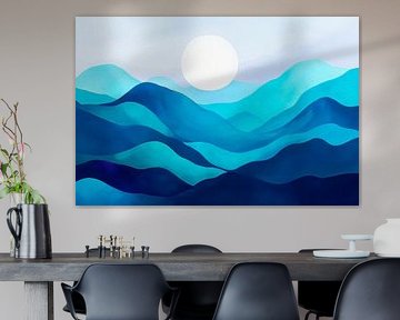 Sanfte Hügel im blauen Licht der Dämmerung von Poster Art Shop