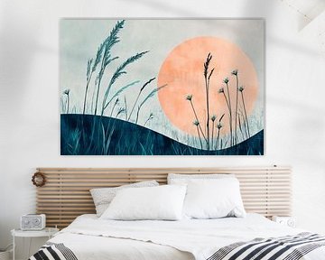 Soft grasses in front of a glowing sunset by Poster Art Shop