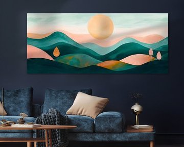 Sanfte Hügel im warmen Licht der Dämmerung von Poster Art Shop