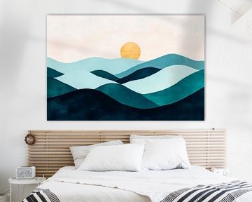 Zachte heuvels in het gouden ochtendlicht van Poster Art Shop