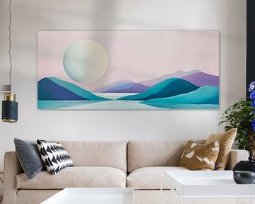 Sanfte Hügel unter einem großen Mond von Poster Art Shop