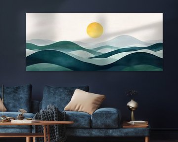 Zachte heuvels onder gouden zonlicht van Poster Art Shop