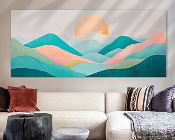 Zachte zonsopgang over de heuvels van Poster Art Shop