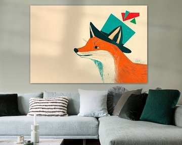 Clever fox in an elegant top hat by Poster Art Shop