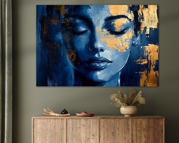 Sleeping beauty in blue gold lustre by Poster Art Shop
