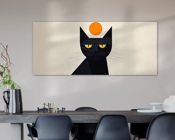 Black cat with sunlight in view by Poster Art Shop