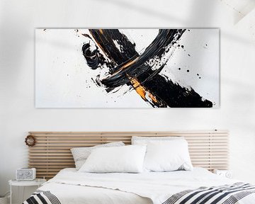 Black and gold brushstrokes dance by Poster Art Shop