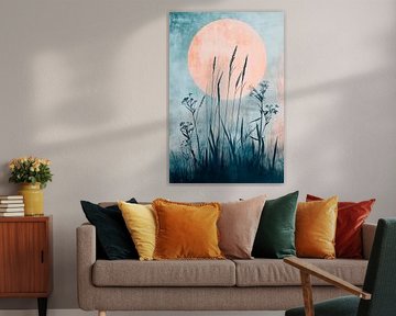 Silhouette of the grasses in the moonlight by Poster Art Shop
