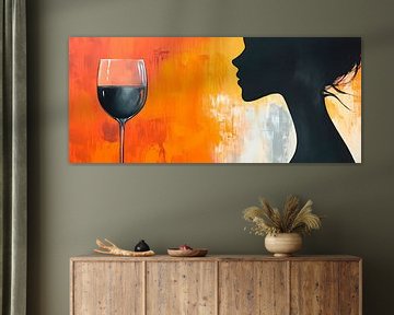 Silhouette of a woman with a wine glass by Poster Art Shop