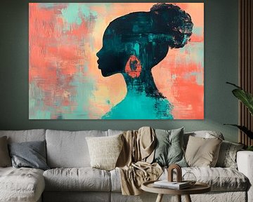 Silhouette of a woman in vivid colours by Poster Art Shop
