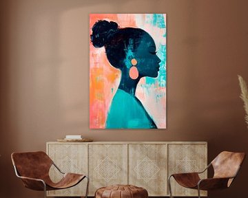 Silhouette de femme aux couleurs vives sur Poster Art Shop