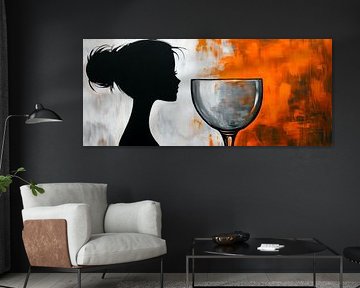 Silhouette of a woman and glass goblet by Poster Art Shop